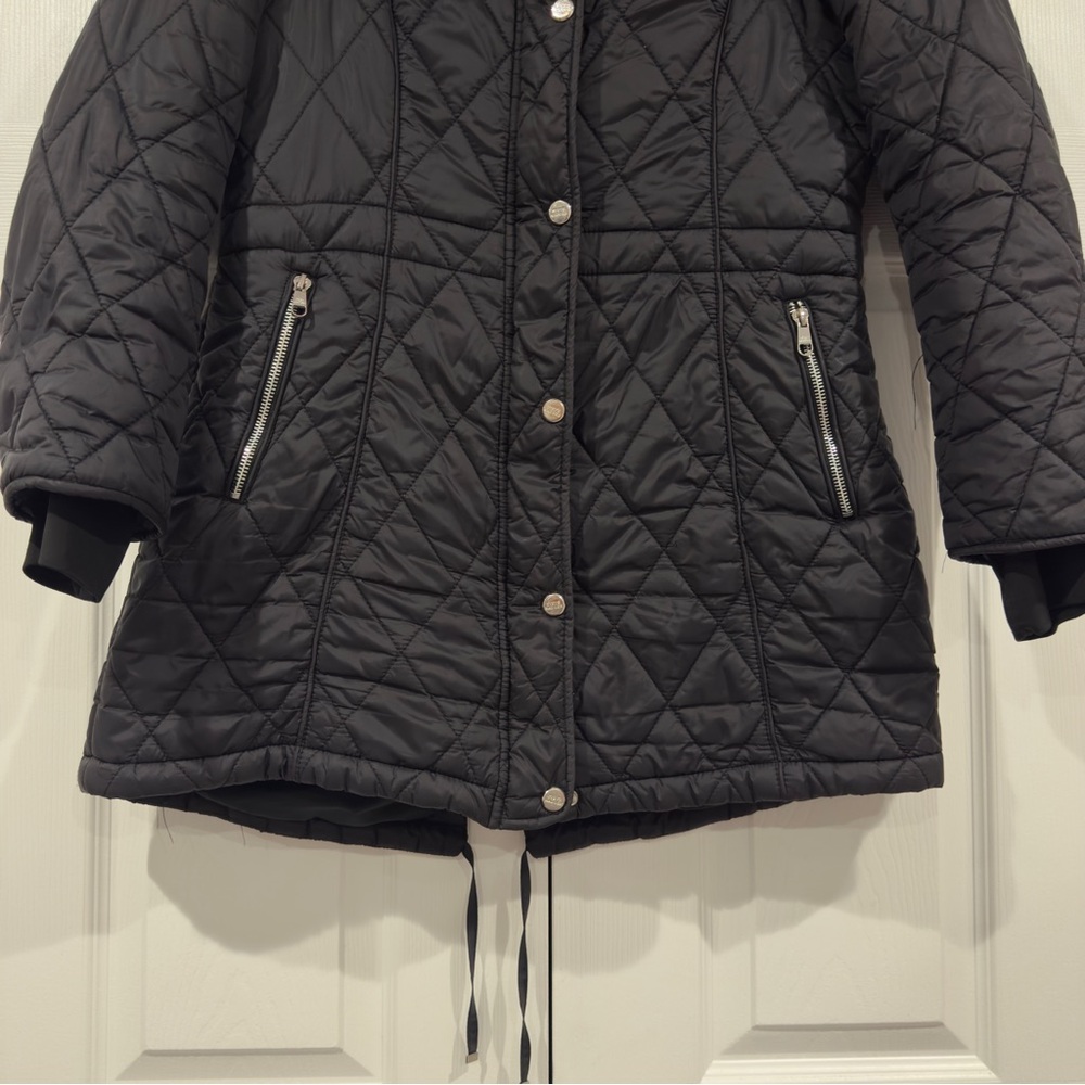 Steve Madden Black Hooded Winter Parker Coat Jacket Women Size M - Picture 3 of 16
